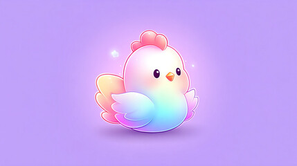 Adorable Pastel Rainbow Chick Illustration