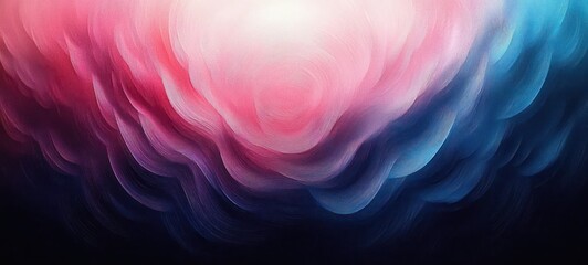 Obraz premium Abstract swirling pattern with vibrant red, pink, and blue tones blending into a soft glowing white center, evoking a sense of depth and fluidity