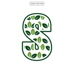 Initial Letter S With Leaf Luxury Logo. Green leaf logo Template vector