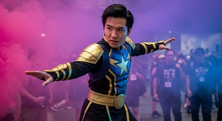 Comic Con International Cosplayer smoke background