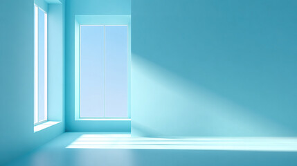 Empty Azure Interior with Sunlight