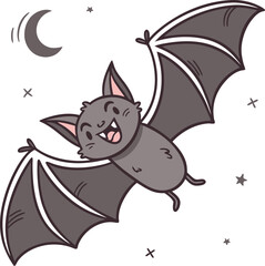 Fototapeta premium cute cartoon bats flying with happy smiling faces