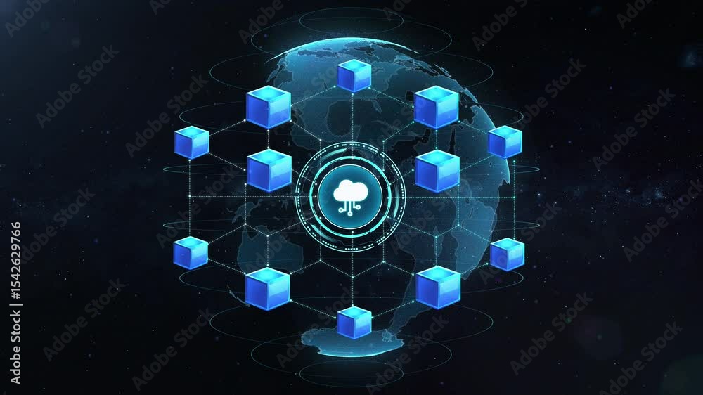 Poster global communication concept. modern technology concept for cloud computing, database, datacenter, a