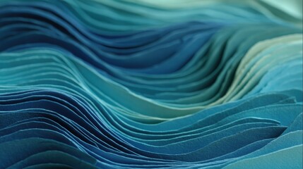 Fototapeta premium Layers of Blue Tones Create a Serene Wave Pattern, Suggesting a Soothing Slow-Motion Effect in a Tranquil Setting