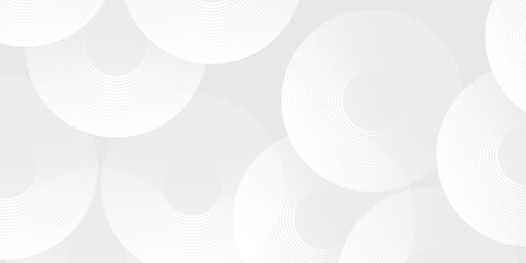 Abstract white glowing geometric lines on gray background. Modern shiny blue circle simple abstract