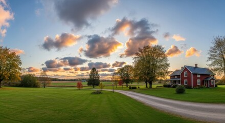 Idyllic Rural Home Under a Beautiful Sky in the Countryside