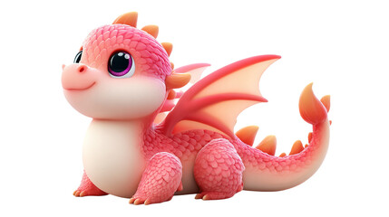 Naklejka premium Adorable Pink Cartoon Dragon