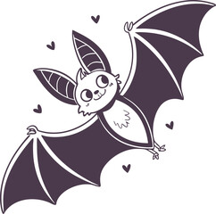 cute cartoon bats flying with happy smiling faces