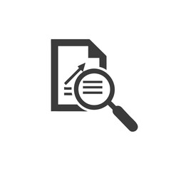 SEO Optimization Magnifying Glass Over a Document Vector Silhouette Flat Icon Design