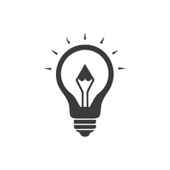 Idea Generation Light Bulb with a Pencil Inside Vector Silhouette Flat Icon Design