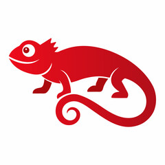 Red chameleon silhouette logo design