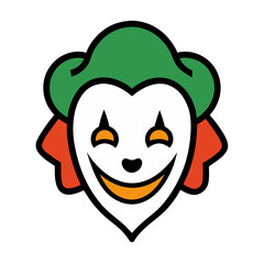 Happy clown face icon cartoon illustration