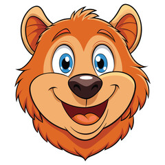 Cartoon bear face with big blue eyes and a happy expression