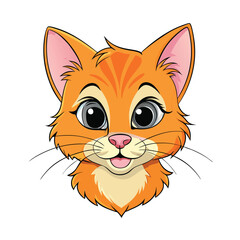Cartoon illustration of an orange cat face on a white background