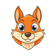 Illustration of a cartoon fox head on a white background