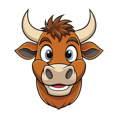 Cartoon illustration of a bull head on a white background