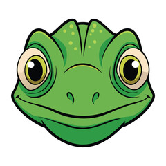 Cartoon illustration of a green frog head on white background