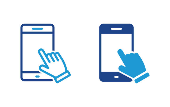 Hand Touch screen smartphone icon vector	