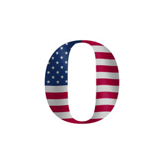 Patriotic Number Zero American Flag Design for Independence Day