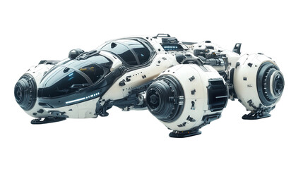 Deep space vehicle with gravity module, Transparent background, PNG file