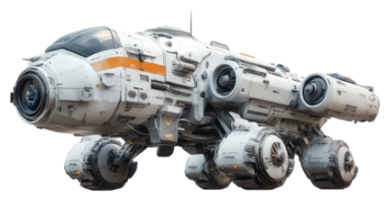 Deep space vehicle with gravity module, Transparent background, PNG file