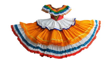 Dominican traditional merengue dance dress Transparent background, PNG file