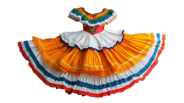 Dominican traditional merengue dance dress Transparent background, PNG file