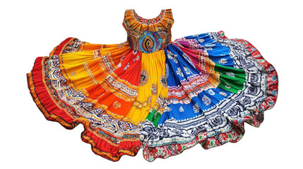 Haitian folkloric dress with bright prints Transparent background, PNG file