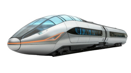 Fototapeta premium Futuristic bullet train with glass dome top, Transparent background, PNG file