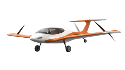 Electric single-seat commuter aircraft, Transparent background, PNG file