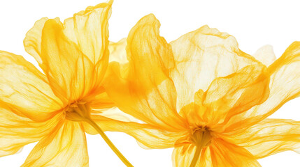 Fuzzy yellow coreopsis petals with delicate veins, Transparent background, PNG file