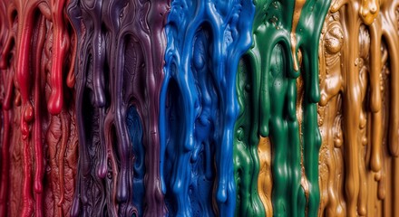 abstract background of colorful liquid flow from the wall 
