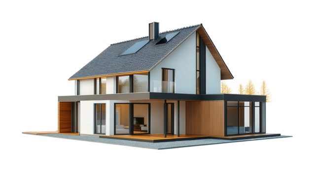 Energy-efficient passive house with heat-recovery ventilation Transparent background, PNG file - Powered by Adobe