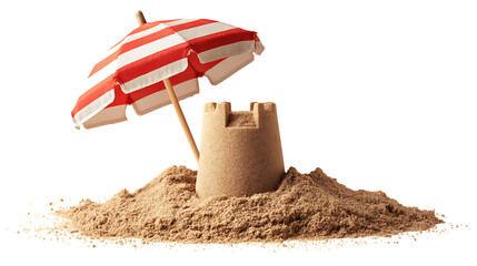 sandcastle on the beach on white background 