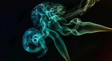 A colorful smoky abstract design isolated on black