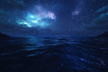 Night sky over dark ocean