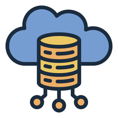 stacked database filled line icon in cloud connection