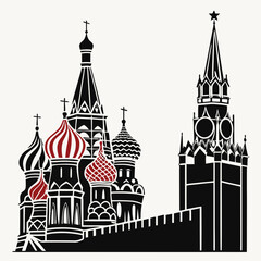 Fototapeta premium silhouette of landmarks of Russia Moscow