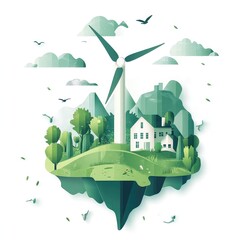 Wind power renewable resource clean electricity sustainable energy windmill installation green technology environment-friendly development low carbon emission solution
