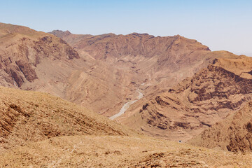 Scenic panoramic views of the limestone canyon of Todgha Gorge in the eastern side of the Atlas Mountains, Morocco