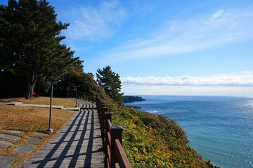 fine walkway in the seaside cliff