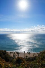 beautiful seascape with seaside walkway and sparkling sea
