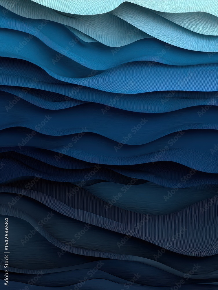 Aufkleber Flowing Waves of Layered Blue Tones Create a Serene Atmosphere With a Slow-Motion Effect in This Mesmerizing Composition