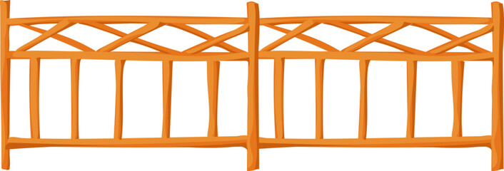 cross beam wooden fence vector icon for landscaping, garden barrier, or rustic outdoor design