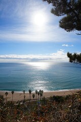beautiful seascape with seaside walkway and sparkling sea