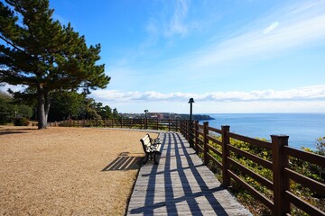 fine walkway in the seaside cliff