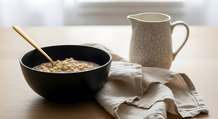 Hearty and Healthy Oatmeal Breakfast A Simple and Nutritious Start to Your Day with Creamy Oats and Warm Milk