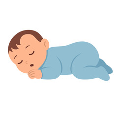 Infant baby boy sleeping, isolated babies on white background, flat vector illustration,nursery,baby showe, Design for prints, fabrics and textiles