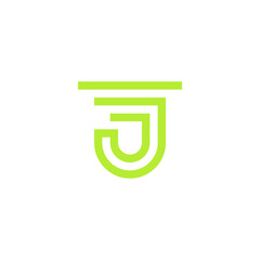 Abstract Green Letter J Logo with Rounded Edges and Horizontal Bar