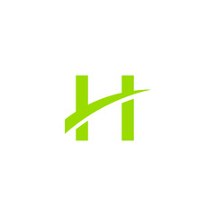 Fototapeta premium Modern Green Letter H Logo with Dynamic Curve